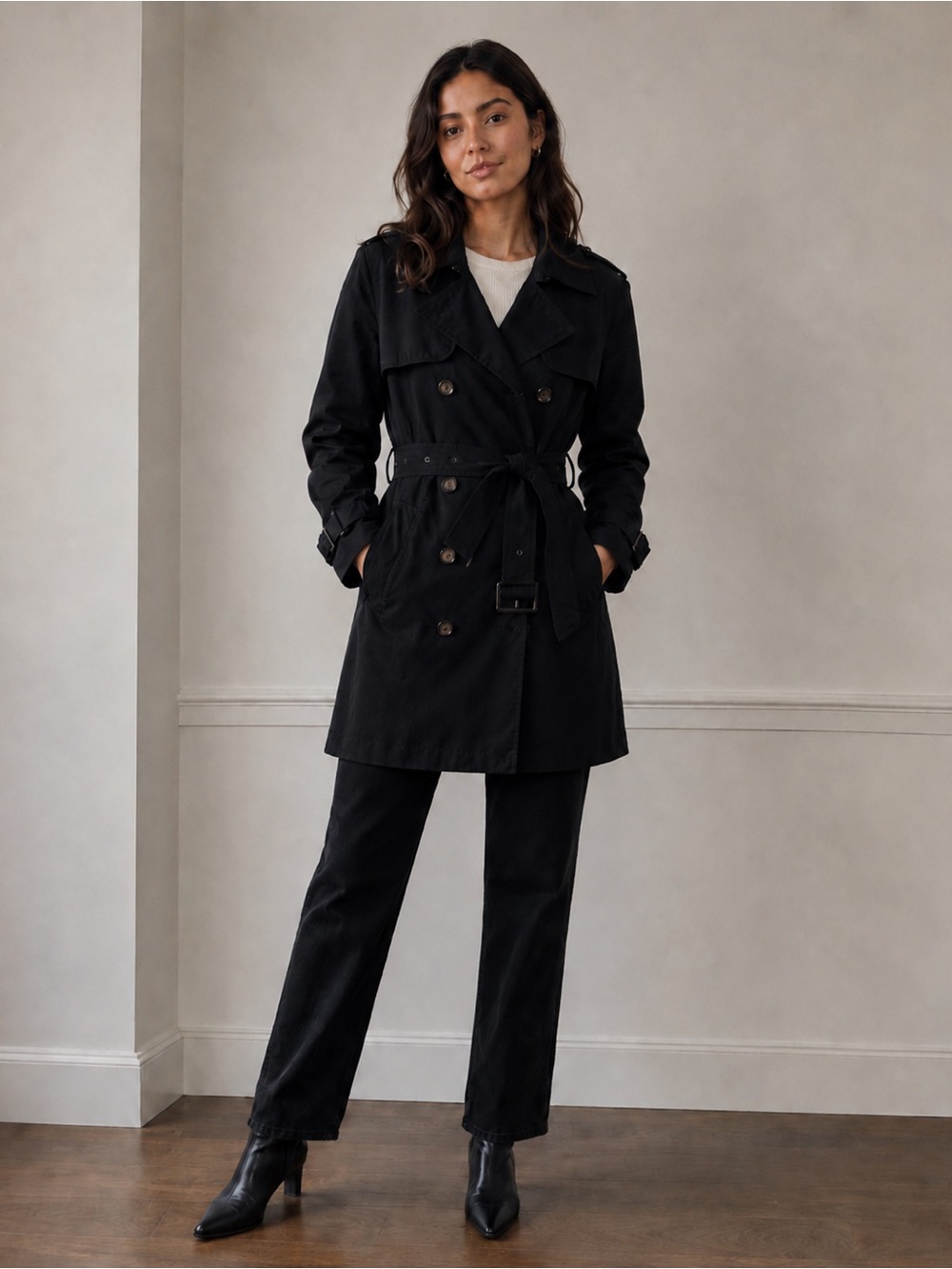 Banana republic Black Trench Coat cheetah lining